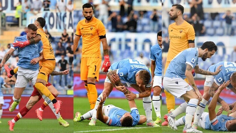 Milinkovic segna l'1-0 in Lazio-Roma: terribile lo scontro con Rui Patricio