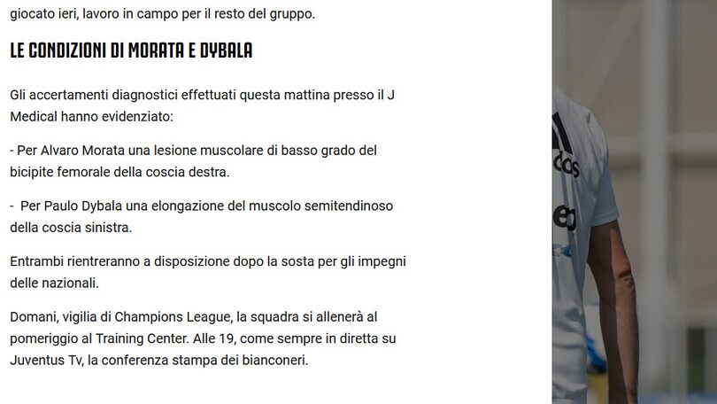 Juventus, dopo la sosta tornano Dybala e Morata