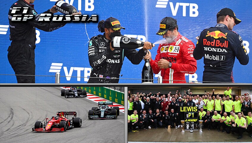 Top e Flop GP Russia: Hamilton record da 100 sotto la pioggia, la Ferrari sul podio con Sainz