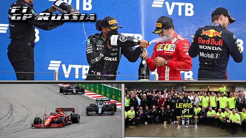 Top e Flop GP Russia: Hamilton record da 100 sotto la pioggia, la Ferrari sul podio con Sainz