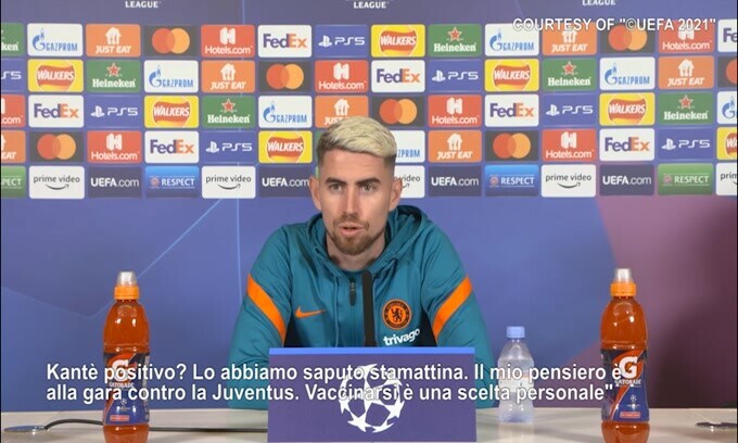 Jorginho: "Kantè non vaccinato e positivo al Covid? Scelta personale"