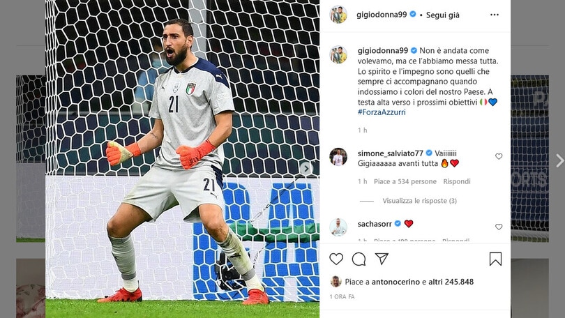 Italia-Spagna, il messaggio di Donnarumma: "A testa alta"