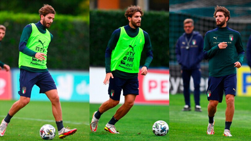 Locatelli, grande concentrazione in allenamento con l'Italia