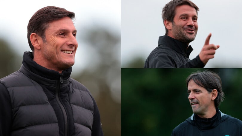 L&#x27;Inter di Inzaghi si allena sotto gli occhi di Zanetti e Chivu