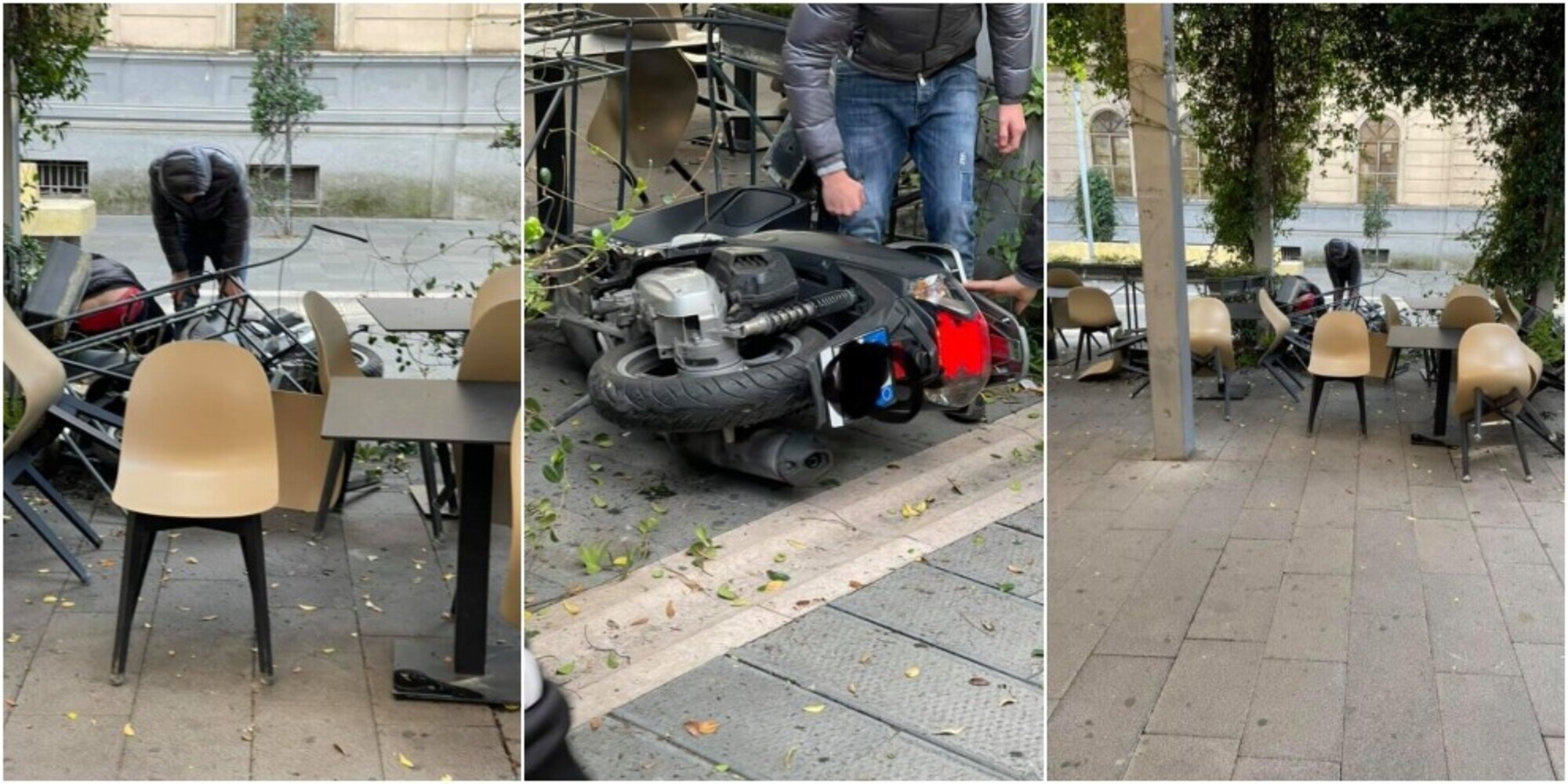 Napoli, sbanda con lo scooter e si schianta sui tavoli del bar