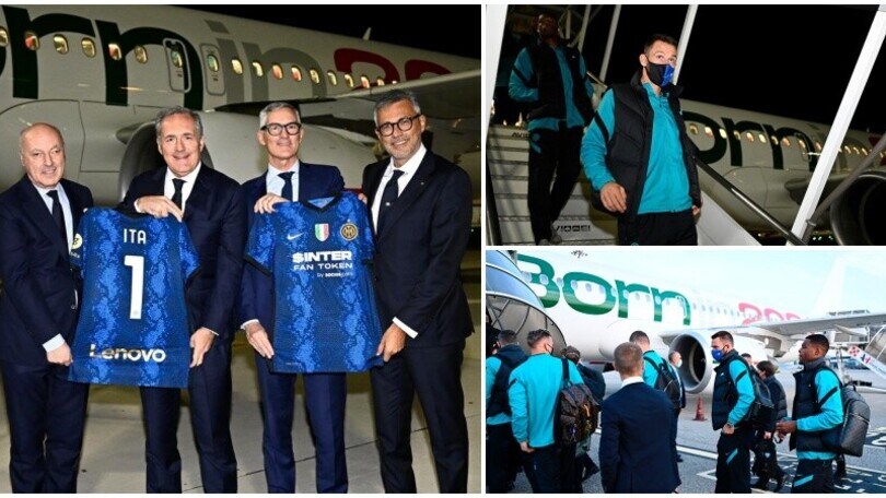 L'Inter arriva a Roma: è la prima squadra a volare su un charter Ita