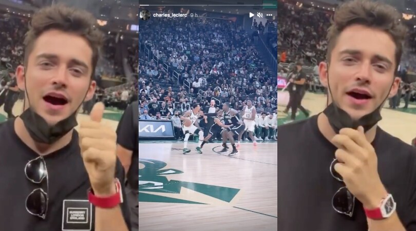 Dalla F1 alla Nba: Leclerc è in America e non rinuncia alla prima fila