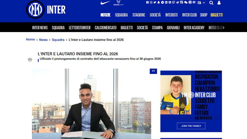 Inter, ufficiale: Lautaro Martinez rinnova fino al 2026