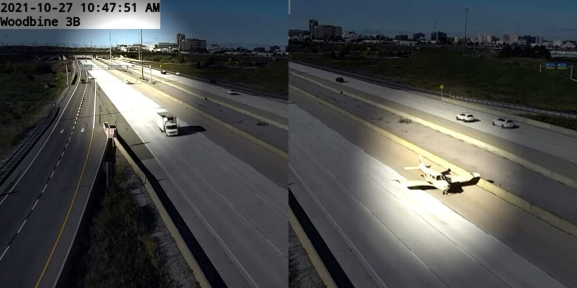 Aereo atterra in autostrada: panico tra le auto! VIDEO