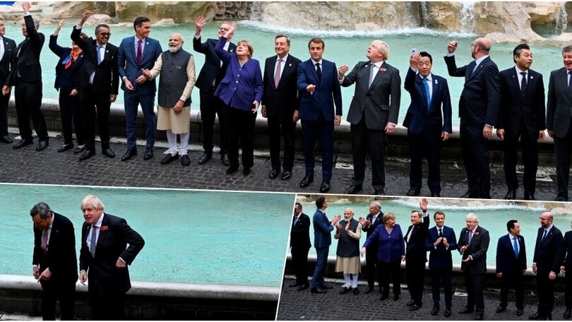 G20, foto ricordo e lancio della moneta: i leader a Fontana di Trevi