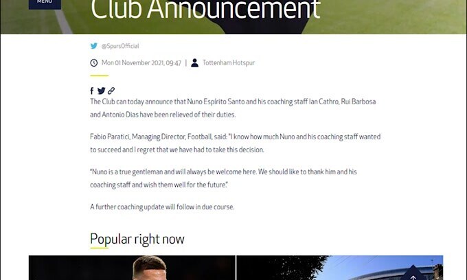 Ufficiale, Tottenham: esonerato Espirito Santo, Conte a un passo