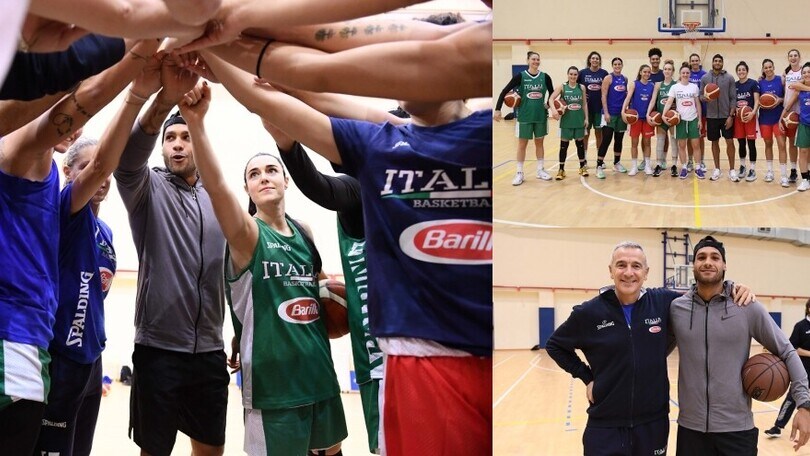 Jacobs, non solo sprint: le FOTO con la Nazionale di basket femminile