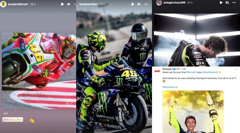 Grazie Vale, la F1 si commuove! Hamilton, Ferrari, Ricciardo: tutti salutano Rossi