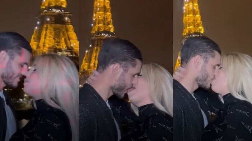 Icardi e Wanda Nara, bacio focoso sotto la Torre Eiffel!