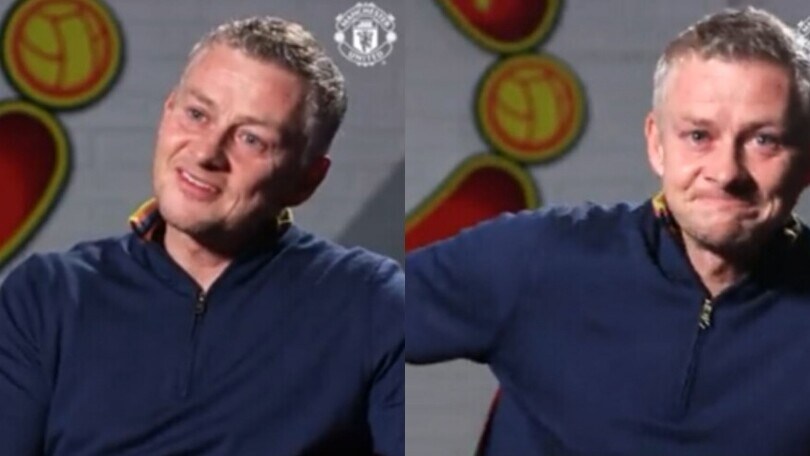 Solskjaer in lacrime durante l'ultima intervista al Manchester United