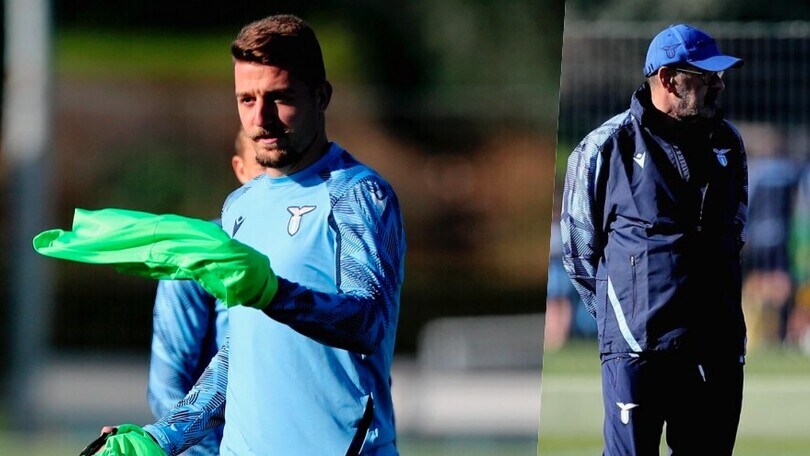 Lazio, allenamento prima della Lokomotiv: Milinkovic concentrato, Sarri osserva