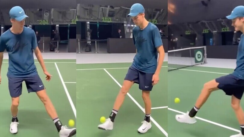 Sinner, un fenomeno anche a calcio! Che palleggi con la pallina da tennis