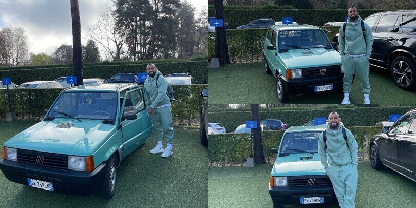 Vidal in tinta con la sua "Pandita": il look è verde speranza