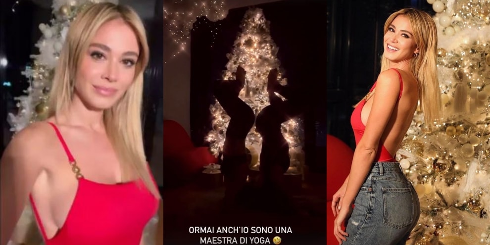 Diletta Leotta, yoga sotto...l'albero di Natale!