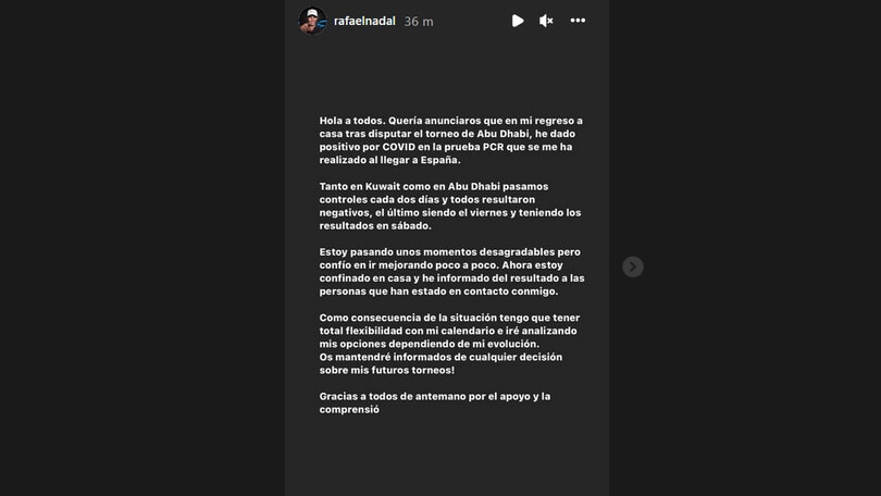 Tennis, Nadal è positivo al Covid