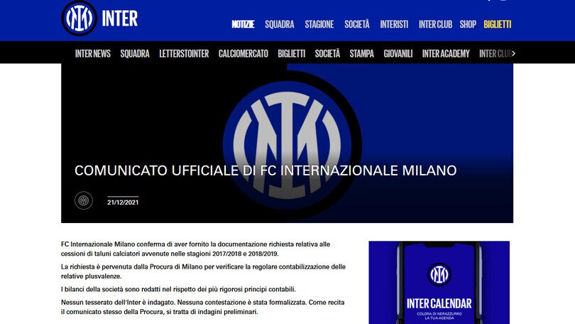 Inter, perquisizione in sede della Guardia di Finanza: indagine sulle plusvalenze
