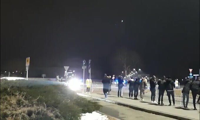 L'arrivo del pullman della Juventus