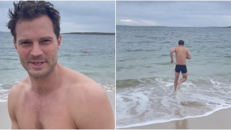 Jamie Dornan, bagno natalizio nel mare d'Irlanda: il video è da brividi!