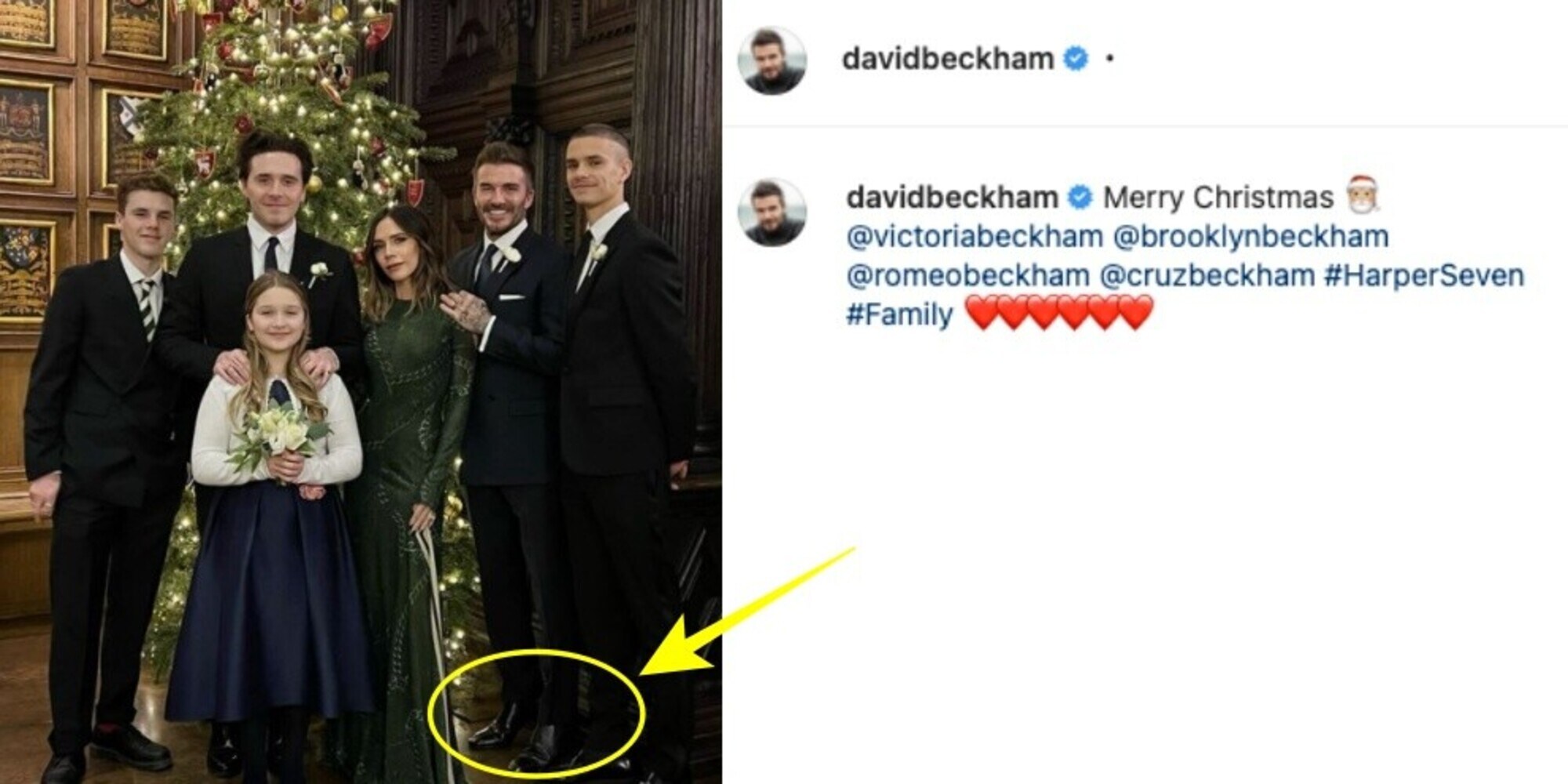Beckham, in punta di piedi nella foto di Natale in famiglia