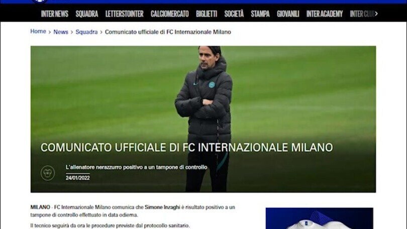 Inter: Simone Inzaghi è positivo al Covid-19