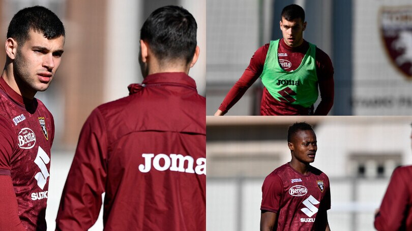 Torino, la concentrazione di Demba Seck e Pellegri in allenamento