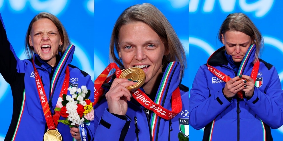 Arianna Fontana, commozione per la premiazione a Pechino 2022