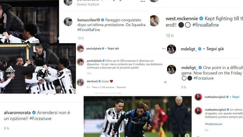 Juve, gioia social dopo il pari in extremis con l'Atalanta