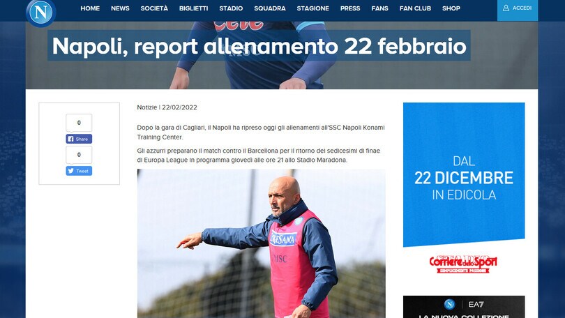 Napoli, testa al Barca: Politano e Di Lorenzo ok, Insigne in dubbio