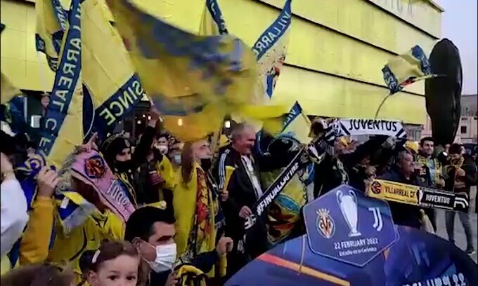 Villarreal-Juve, tifo del Villarreal