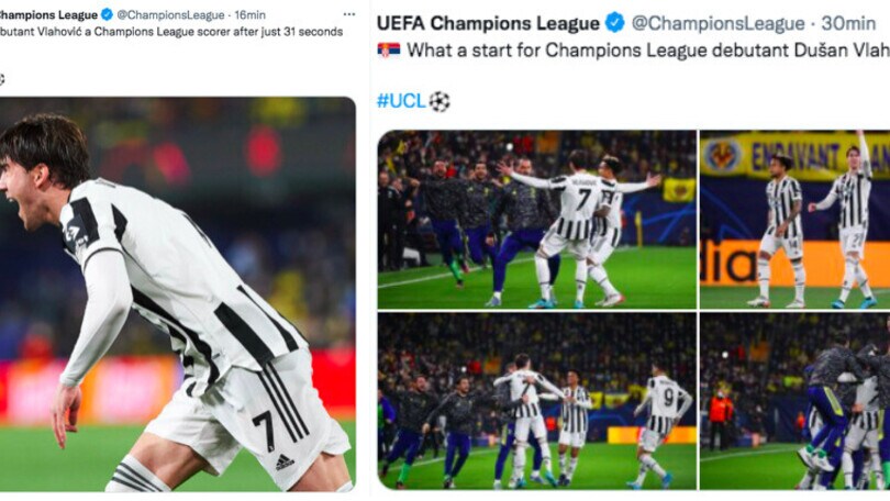 Juve, la Uefa celebra Vlahovic: "DV7, che debutto!"