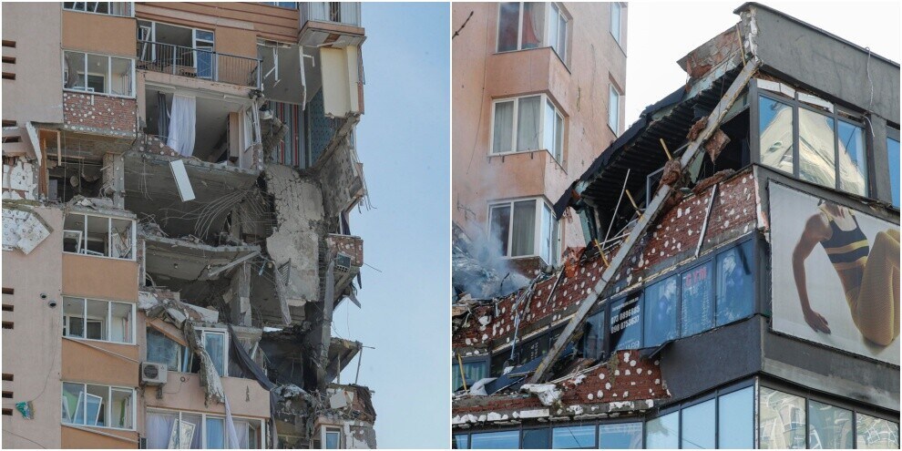 A Kiev palazzo squarciato da un missile: le immagini shock