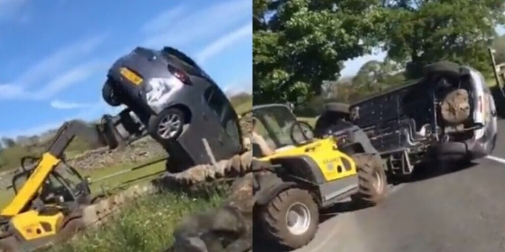 Con il trattore distrugge l'utilitaria: gli ostruiva l'ingresso alla fattoria! VIDEO