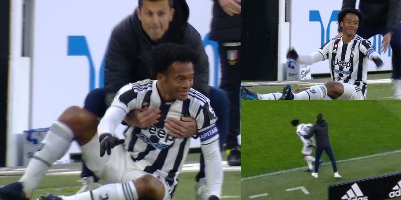 Juve-Spezia, Thiago Motta spinge in campo Cuadrado che invocava un fallo