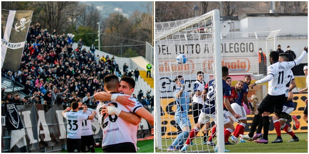 Spezia-Cagliari 2-0: decidono Erlic e Manaj, vola Thiago Motta