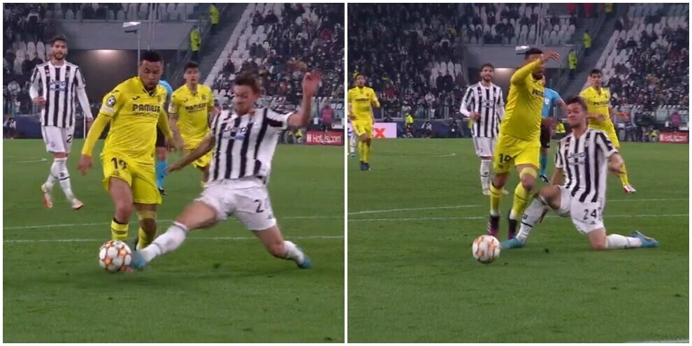 Juve-Villarreal, il fallo di Rugani su Coquelin: è rigore