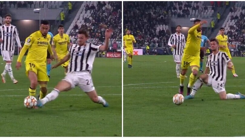 Juve-Villarreal, il fallo di Rugani su Coquelin: è rigore