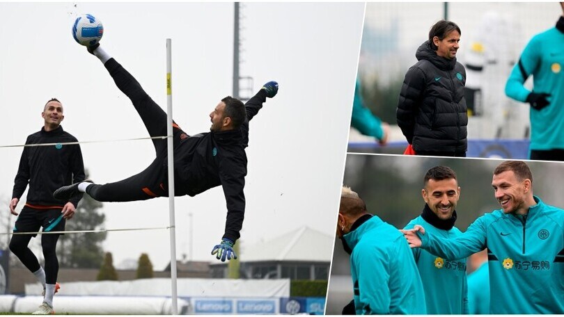 Inter, Handanovic show in allenamento. Dzeko, compleanno in campo