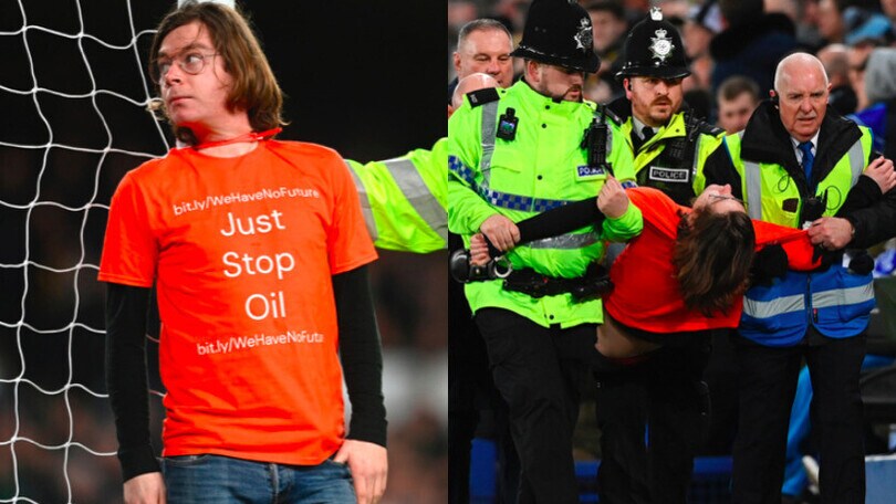 Incredibile in Everton-Newcastle: tifoso legato per il collo al palo