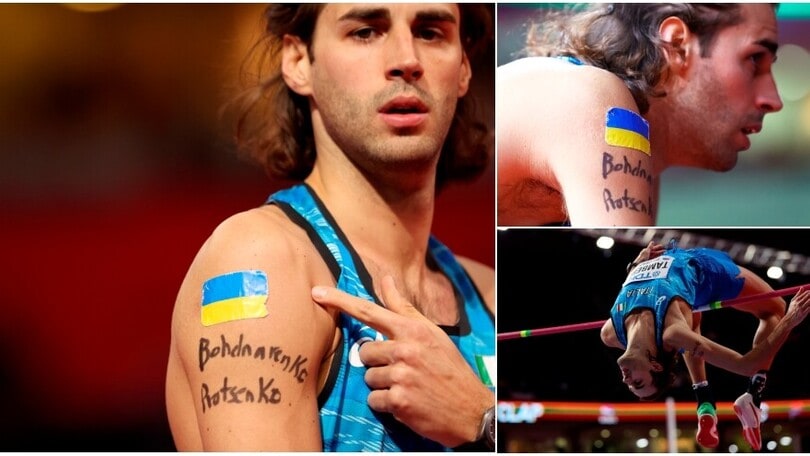 Tamberi contro guerra: bandiera dell'Ucraina nella finale ai Mondiali