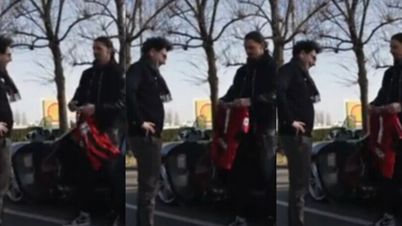 Ibrahimovic a Maranello: siparietto con Binotto tra Milan e Ferrari