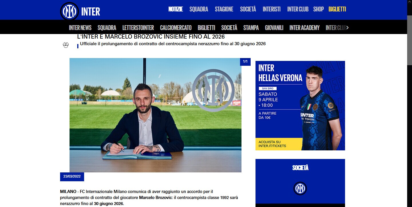 Inter, ufficiale: Brozovic rinnova fino al 2026