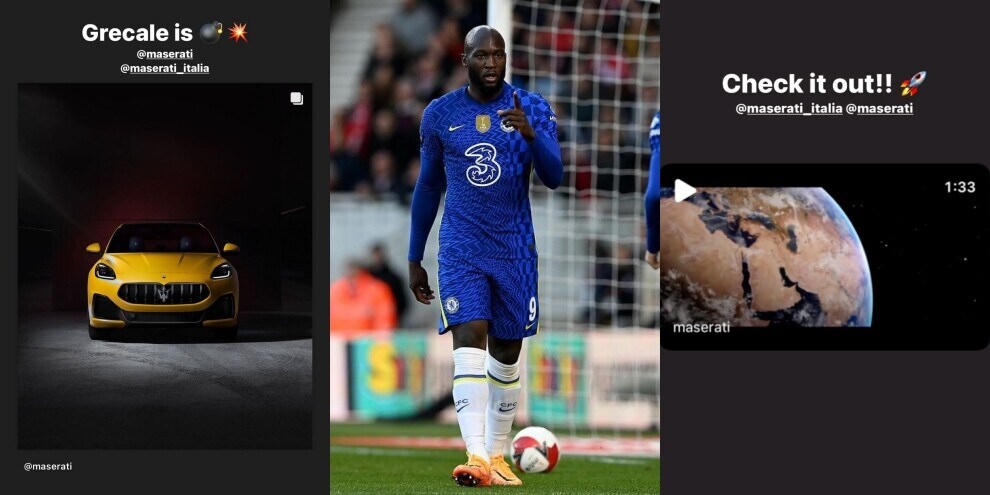 Lukaku, benvenuto social per la nuova Maserati Grecale