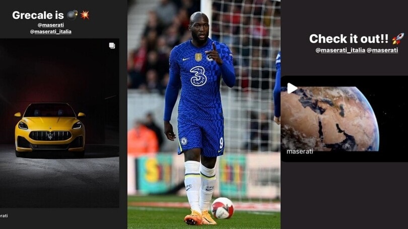 Lukaku, benvenuto social per la nuova Maserati Grecale