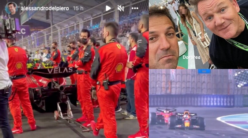 Del Piero non si perde la Ferrari, l'ex Juve tra le stelle del paddock della F.1
