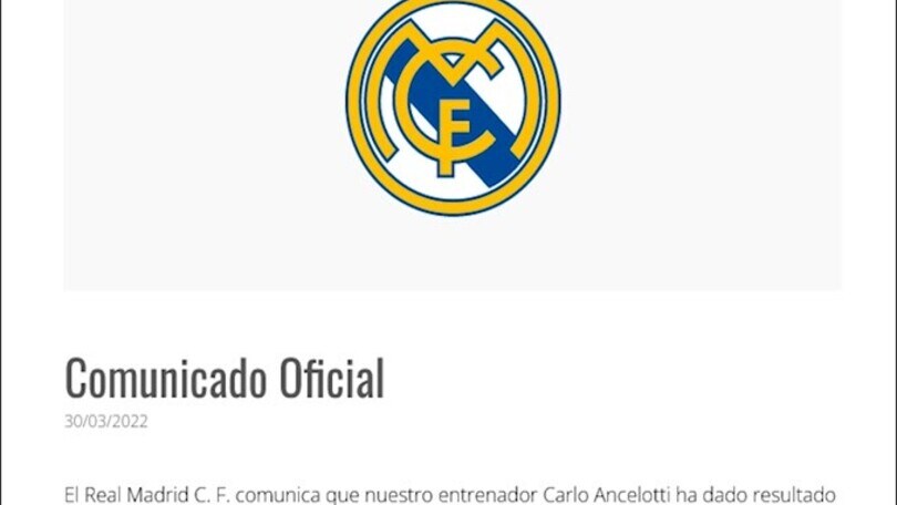Real, Ancelotti positivo al Covid-19